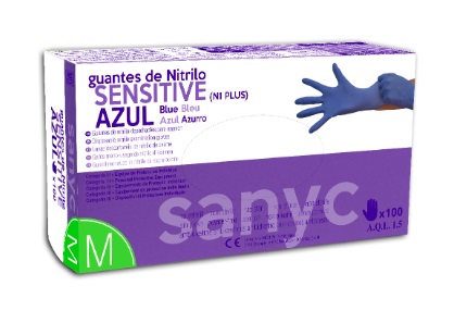 Guantes de nitrilo azul sin polvo Sensitive 100u Sanyc