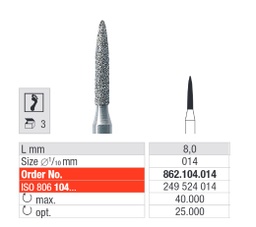 [862.104.014] Fresas diamantadas 862.104.014 Grano Medio Llama HP 3u Edenta